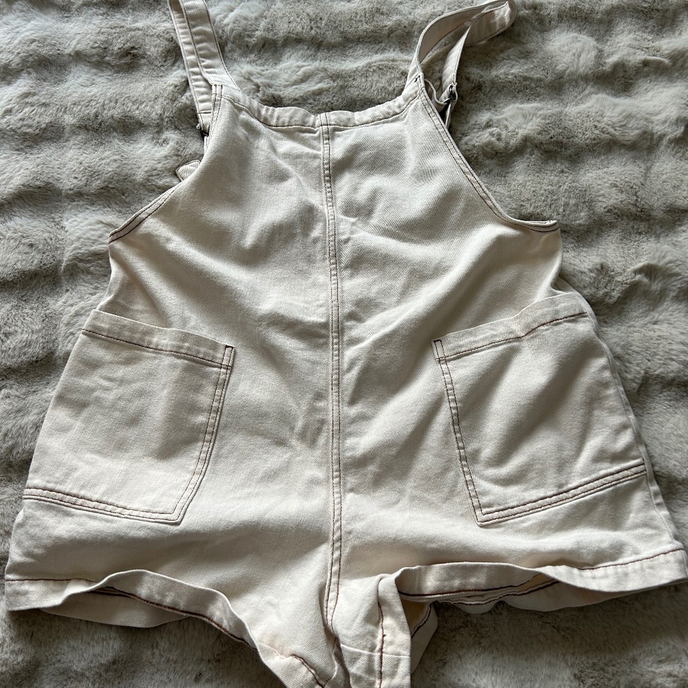 Aerie Short Overalls Romper Jean Pockets Adjustable
